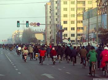 Sea of bicycles - shift change at Baotou