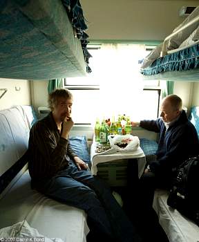 Makeshift bar in the soft sleeper