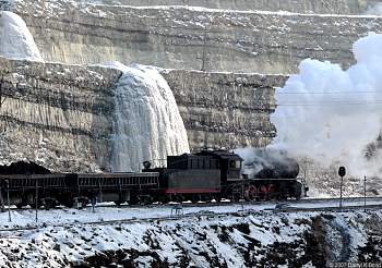 Ice waterfalls at JalaiNur